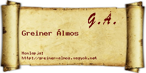 Greiner Álmos névjegykártya